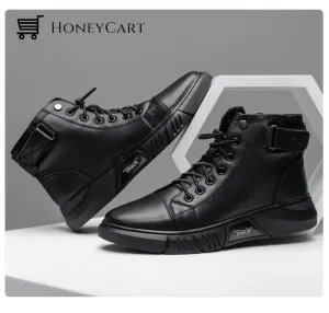 Black Warm Leather Boots