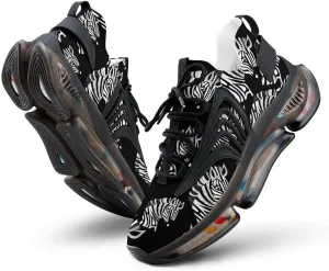 Black White Zebra Walking Shoes for Men Lightweight Tennis Fashion Elastic Sports Shoes Cushion Basketball Shoes