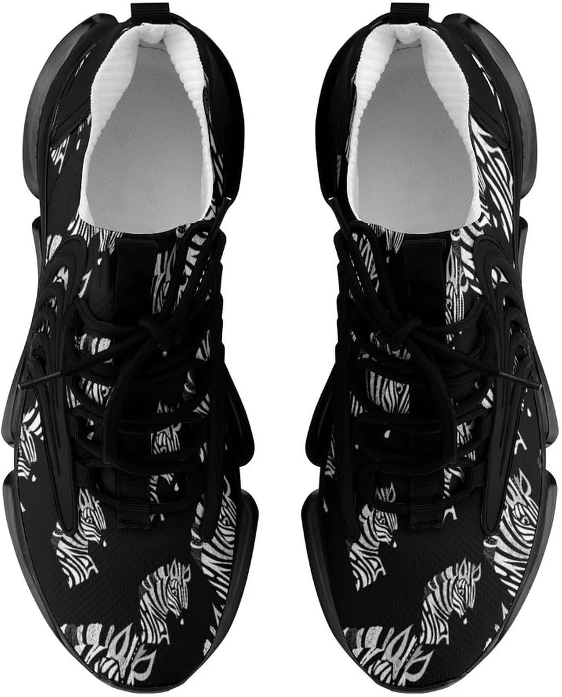 Black White Zebra Walking Shoes for Men Lightweight Tennis Fashion Elastic Sports Shoes Cushion Basketball Shoes