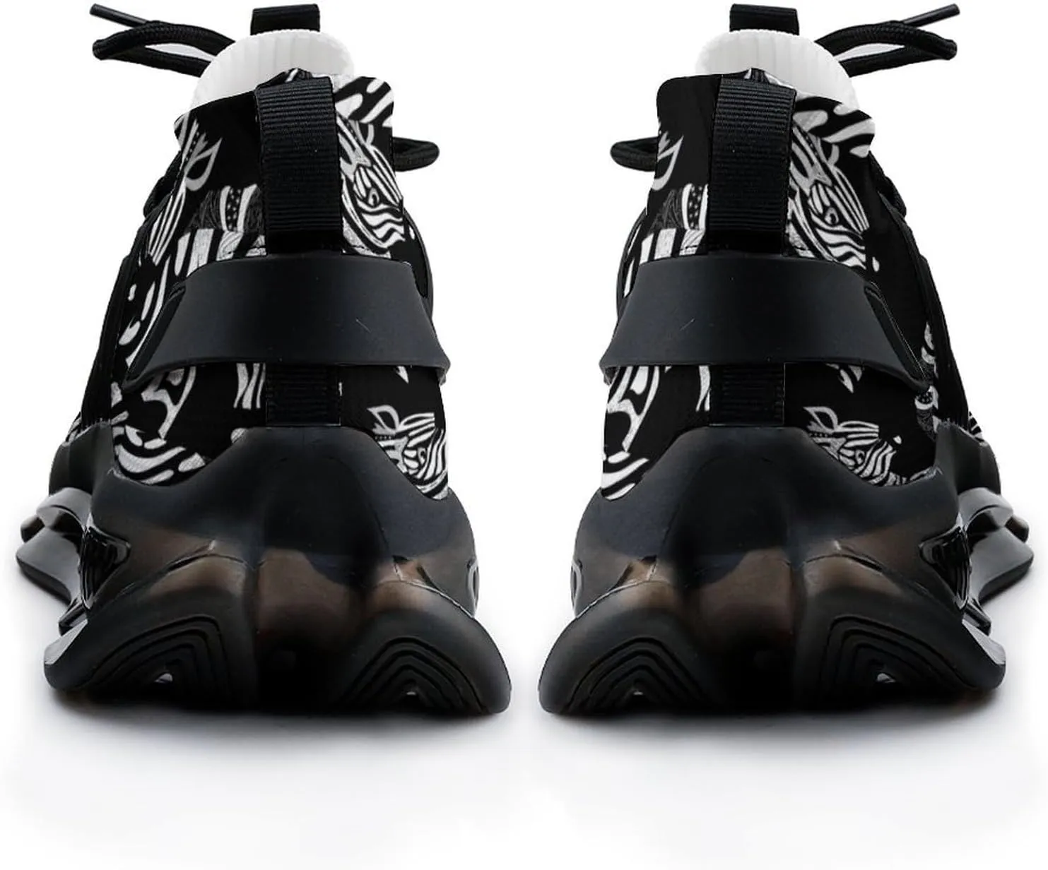 Black White Zebra Walking Shoes for Men Lightweight Tennis Fashion Elastic Sports Shoes Cushion Basketball Shoes