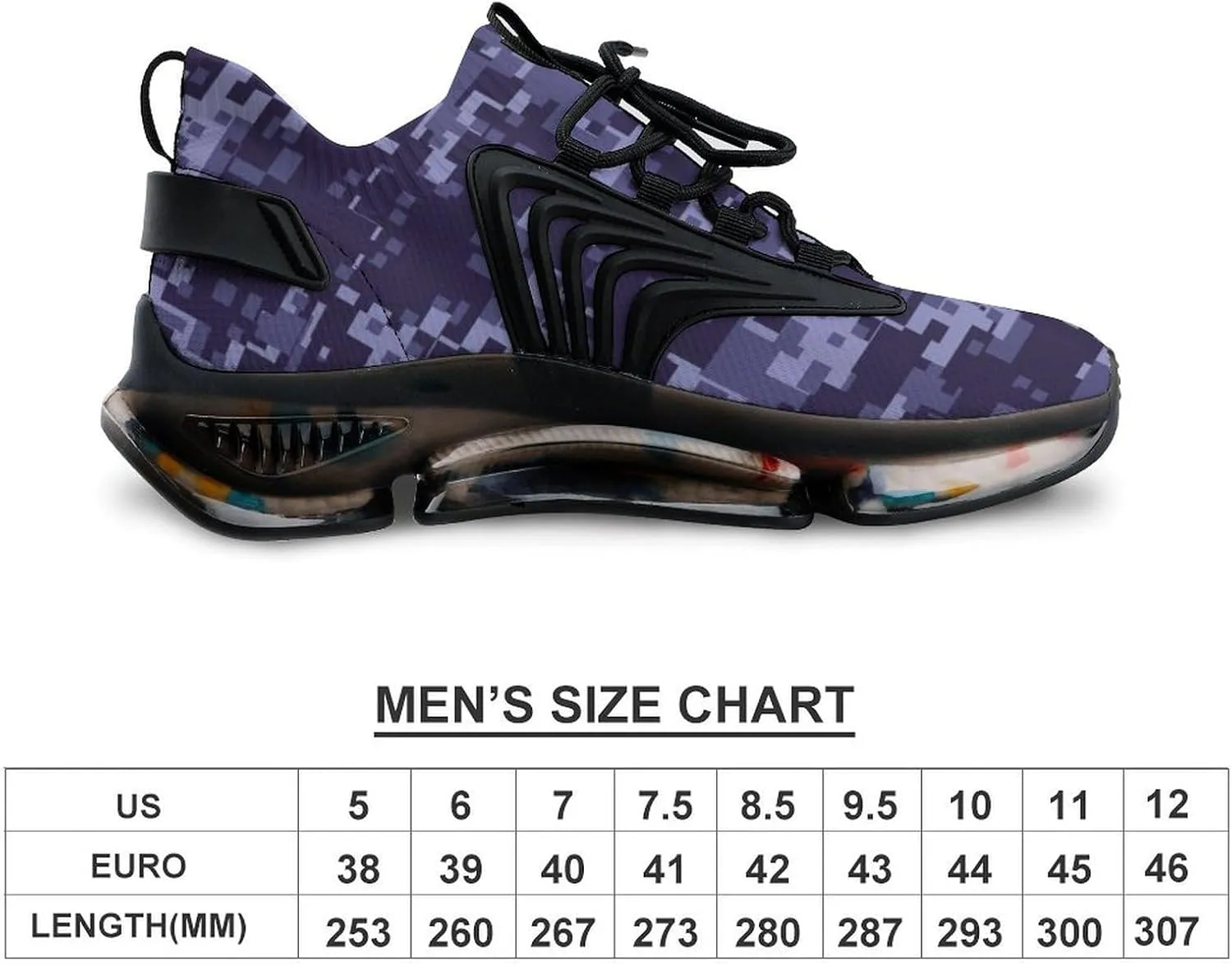 Blue Camouflage Walking Shoes for Men Lightweight Tennis Fashion Elastic Sports Shoes Cushion Basketball Shoes