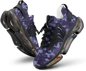 Blue Camouflage Walking Shoes for Men Lightweight Tennis Fashion Elastic Sports Shoes Cushion Basketball Shoes