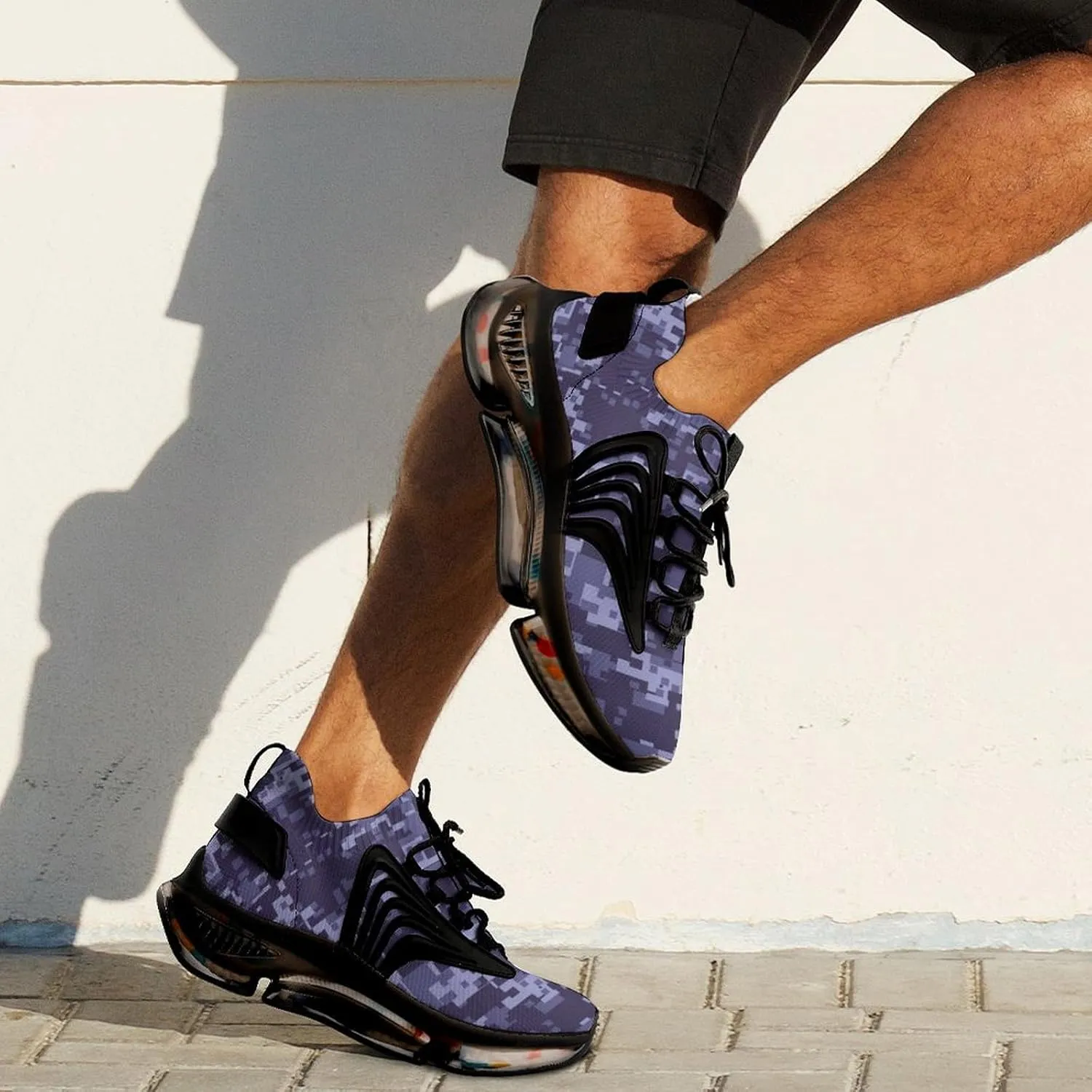 Blue Camouflage Walking Shoes for Men Lightweight Tennis Fashion Elastic Sports Shoes Cushion Basketball Shoes