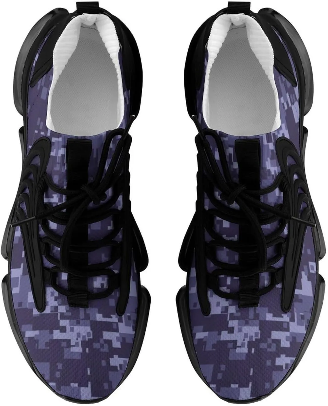 Blue Camouflage Walking Shoes for Men Lightweight Tennis Fashion Elastic Sports Shoes Cushion Basketball Shoes