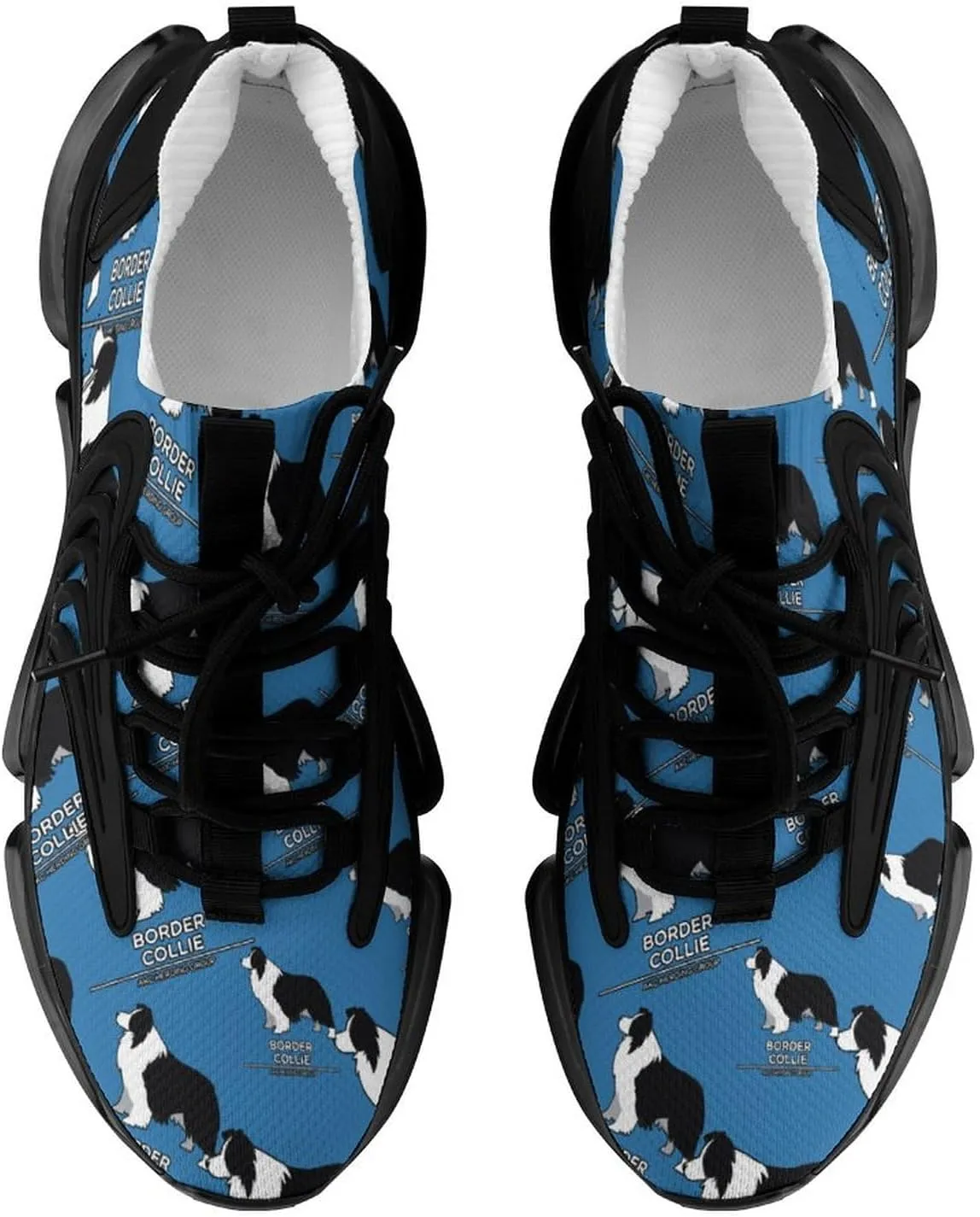Border Collie Walking Shoes for Men Lightweight Tennis Fashion Elastic Sports Shoes Cushion Basketball Shoes