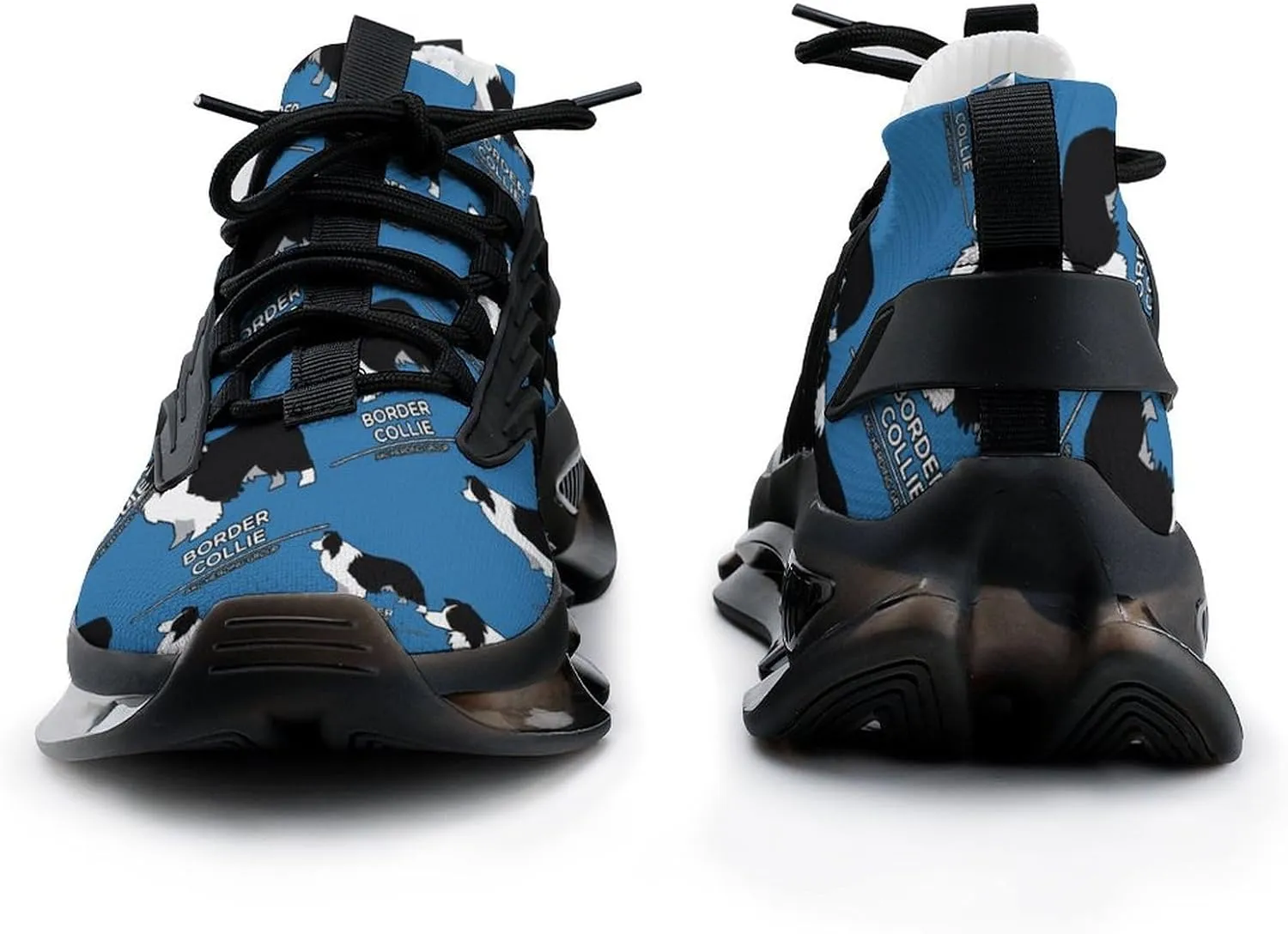 Border Collie Walking Shoes for Men Lightweight Tennis Fashion Elastic Sports Shoes Cushion Basketball Shoes
