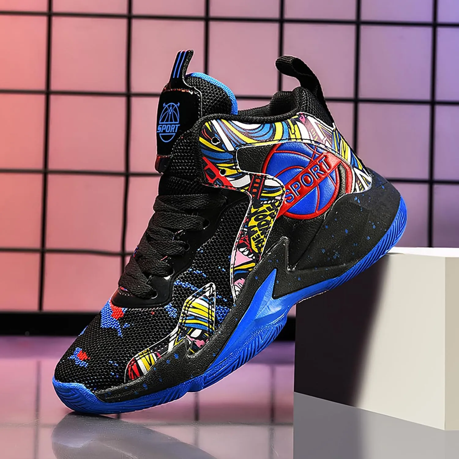 Boys Basketball Shoes Kids Basketball Sneakers Breathable Tennis Shoes for Boys Girls