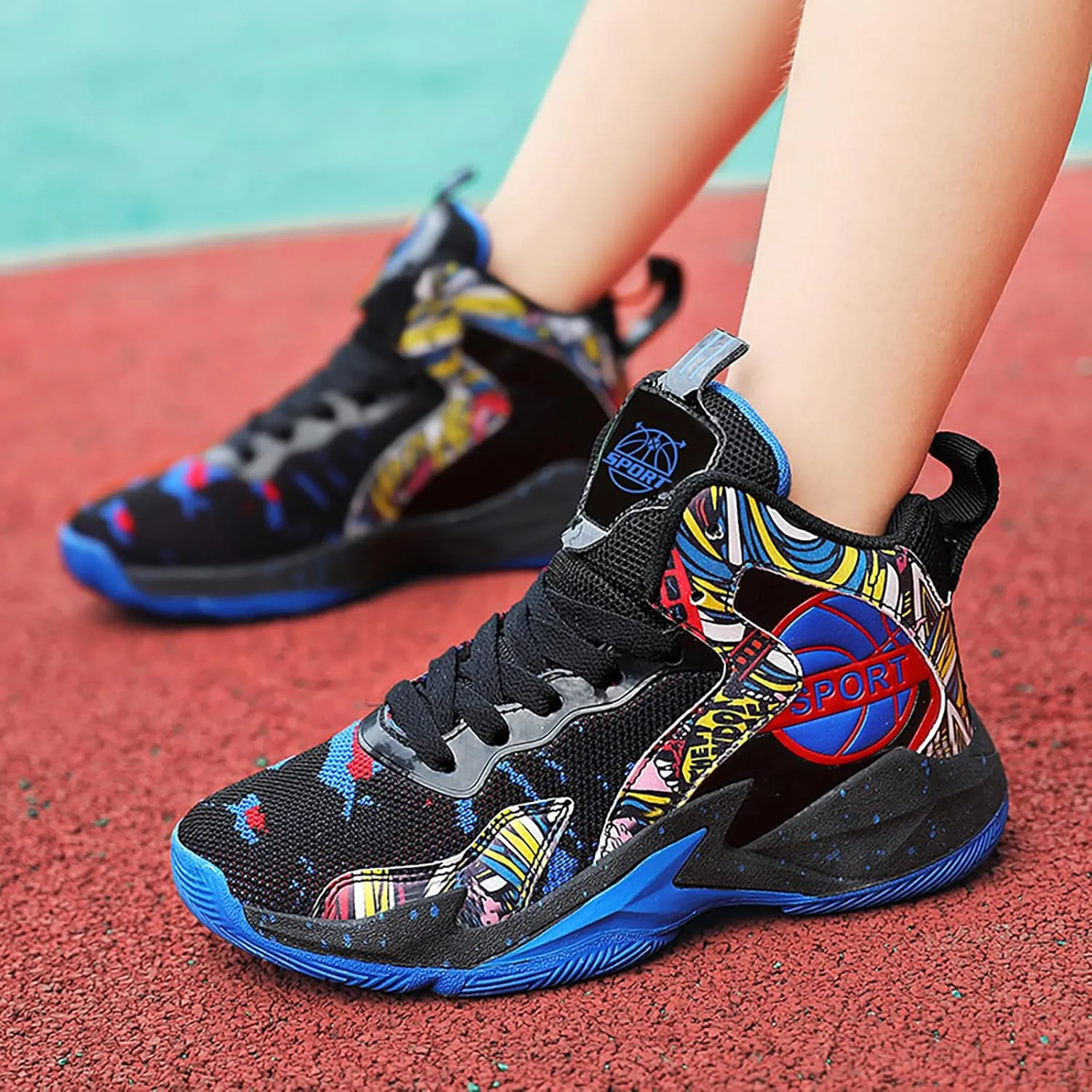 Boys Basketball Shoes Kids Basketball Sneakers Breathable Tennis Shoes for Boys Girls