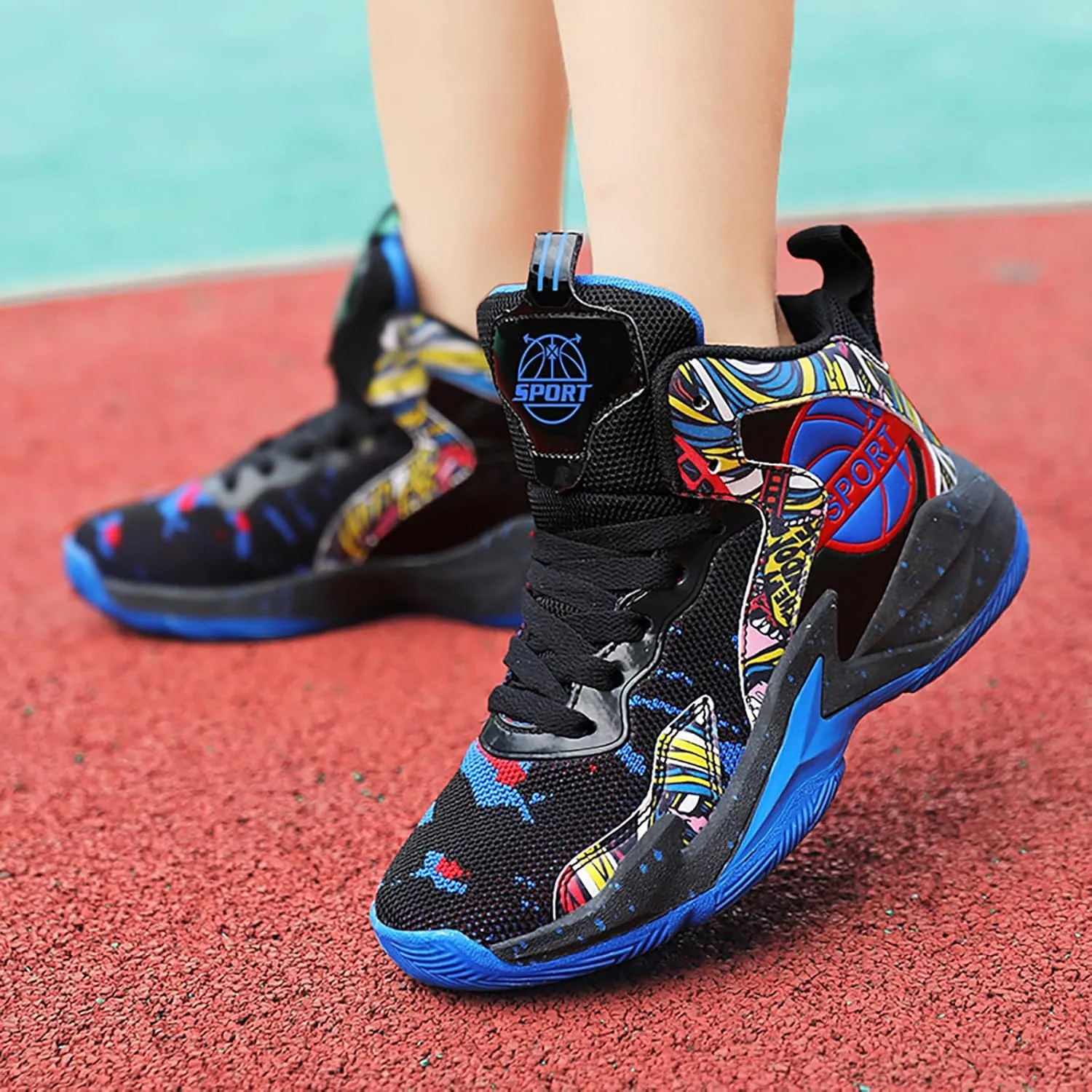 Boys Basketball Shoes Kids Basketball Sneakers Breathable Tennis Shoes for Boys Girls