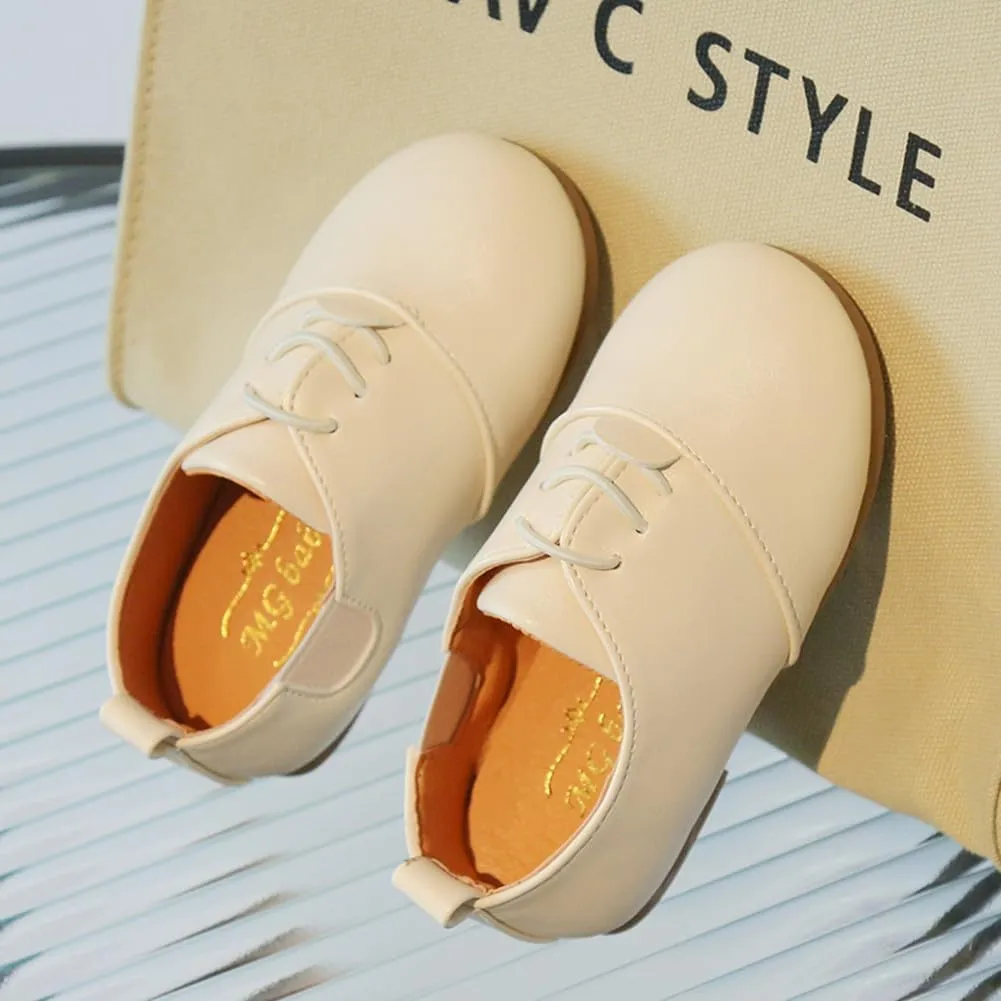 Boys Girls PU Leather Wedding Dress Oxford Lace Up School Uniform Walking Shoes Loafer Flats for Toddler/Little Kid