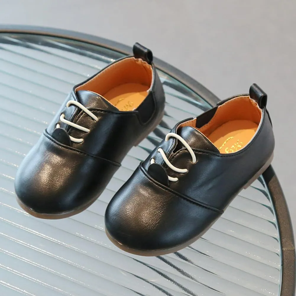 Boys Girls PU Leather Wedding Dress Oxford Lace Up School Uniform Walking Shoes Loafer Flats for Toddler/Little Kid