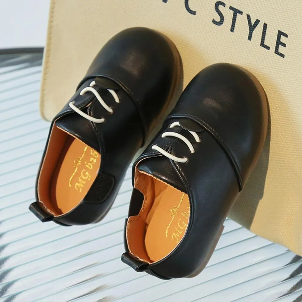 Boys Girls PU Leather Wedding Dress Oxford Lace Up School Uniform Walking Shoes Loafer Flats for Toddler/Little Kid