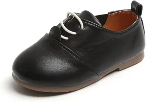 Boys Girls PU Leather Wedding Dress Oxford Lace Up School Uniform Walking Shoes Loafer Flats for Toddler/Little Kid