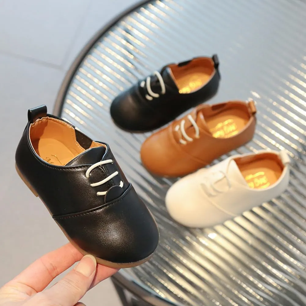 Boys Girls PU Leather Wedding Dress Oxford Lace Up School Uniform Walking Shoes Loafer Flats for Toddler/Little Kid