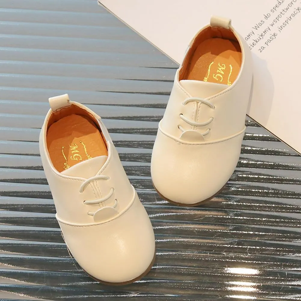 Boys Girls PU Leather Wedding Dress Oxford Lace Up School Uniform Walking Shoes Loafer Flats for Toddler/Little Kid
