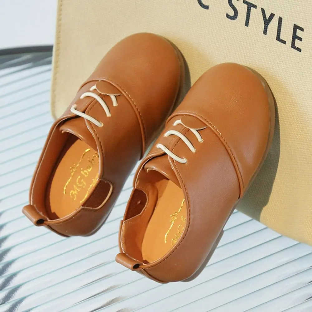 Boys Girls PU Leather Wedding Dress Oxford Lace Up School Uniform Walking Shoes Loafer Flats for Toddler/Little Kid