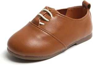 Boys Girls PU Leather Wedding Dress Oxford Lace Up School Uniform Walking Shoes Loafer Flats for Toddler/Little Kid