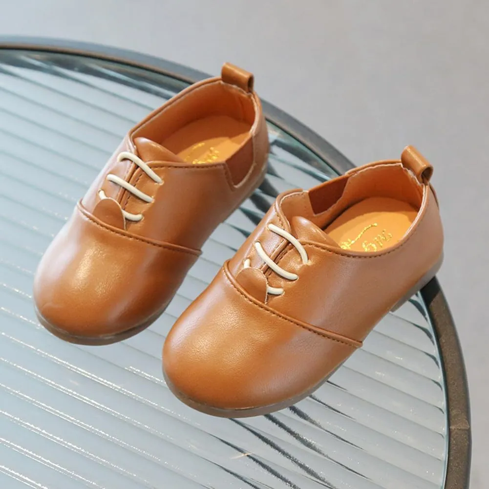 Boys Girls PU Leather Wedding Dress Oxford Lace Up School Uniform Walking Shoes Loafer Flats for Toddler/Little Kid