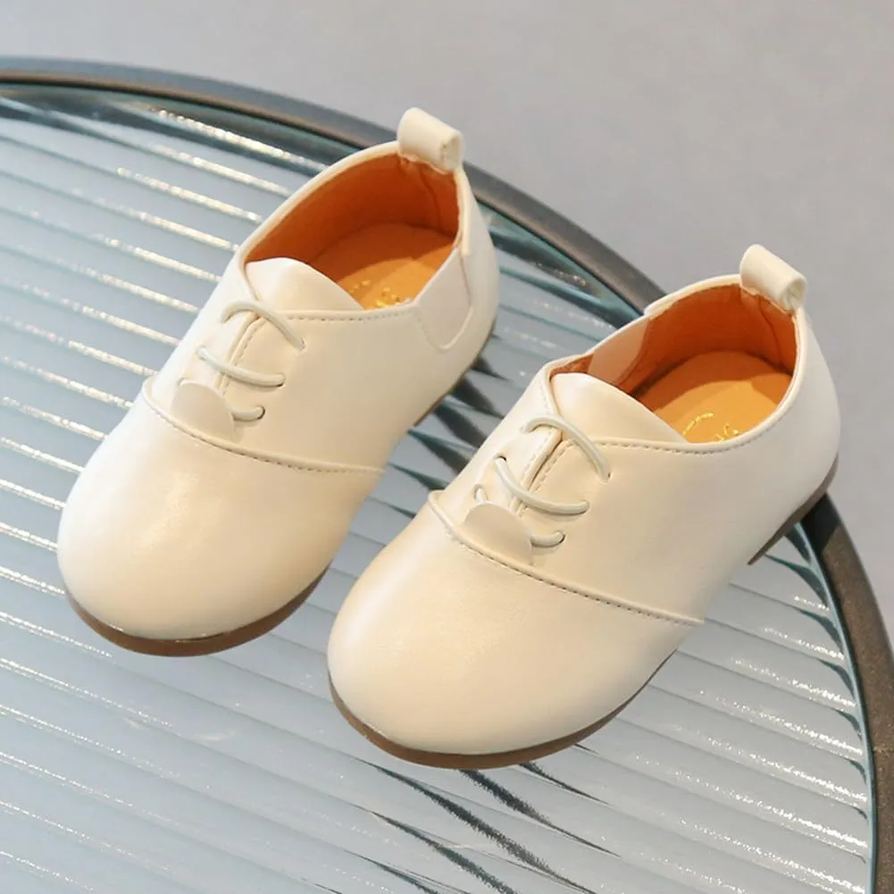 Boys Girls PU Leather Wedding Dress Oxford Lace Up School Uniform Walking Shoes Loafer Flats for Toddler/Little Kid