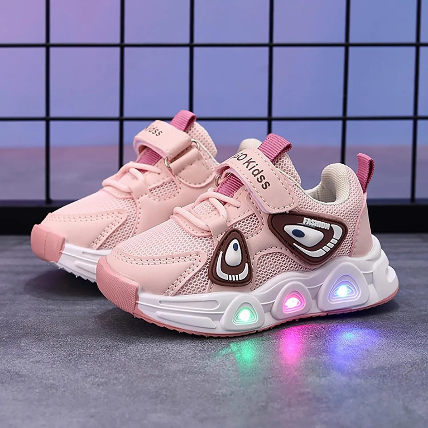 Boys Light up Tennis Shoes Girls Lace Up Soft Soles Running Shoes Kid Breathable Athletic Sports Shoes for Little Kid