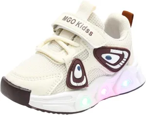 Boys Light up Tennis Shoes Girls Lace Up Soft Soles Running Shoes Kid Breathable Athletic Sports Shoes for Little Kid