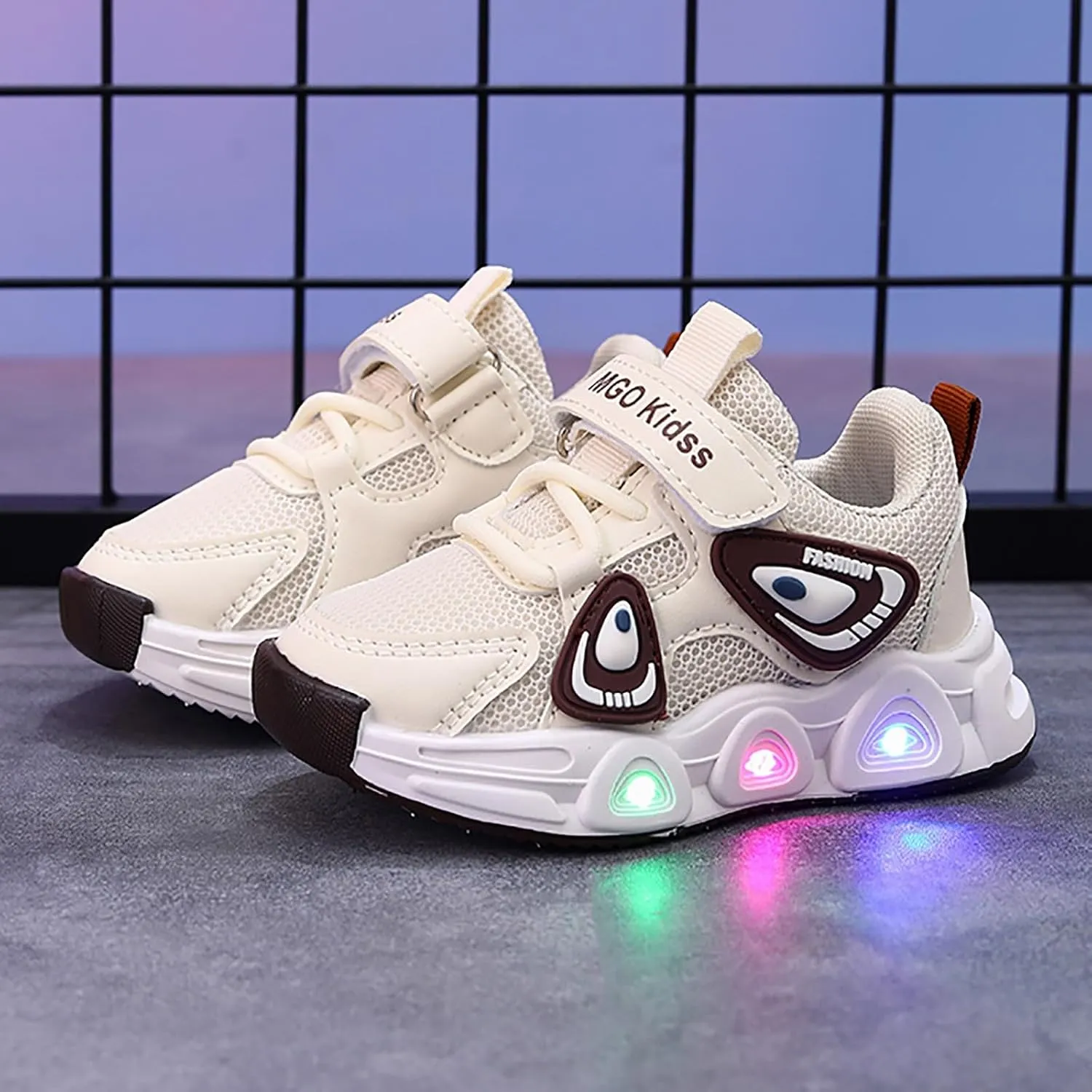 Boys Light up Tennis Shoes Girls Lace Up Soft Soles Running Shoes Kid Breathable Athletic Sports Shoes for Little Kid