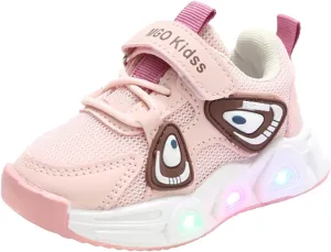Boys Light up Tennis Shoes Girls Lace Up Soft Soles Running Shoes Kid Breathable Athletic Sports Shoes for Little Kid