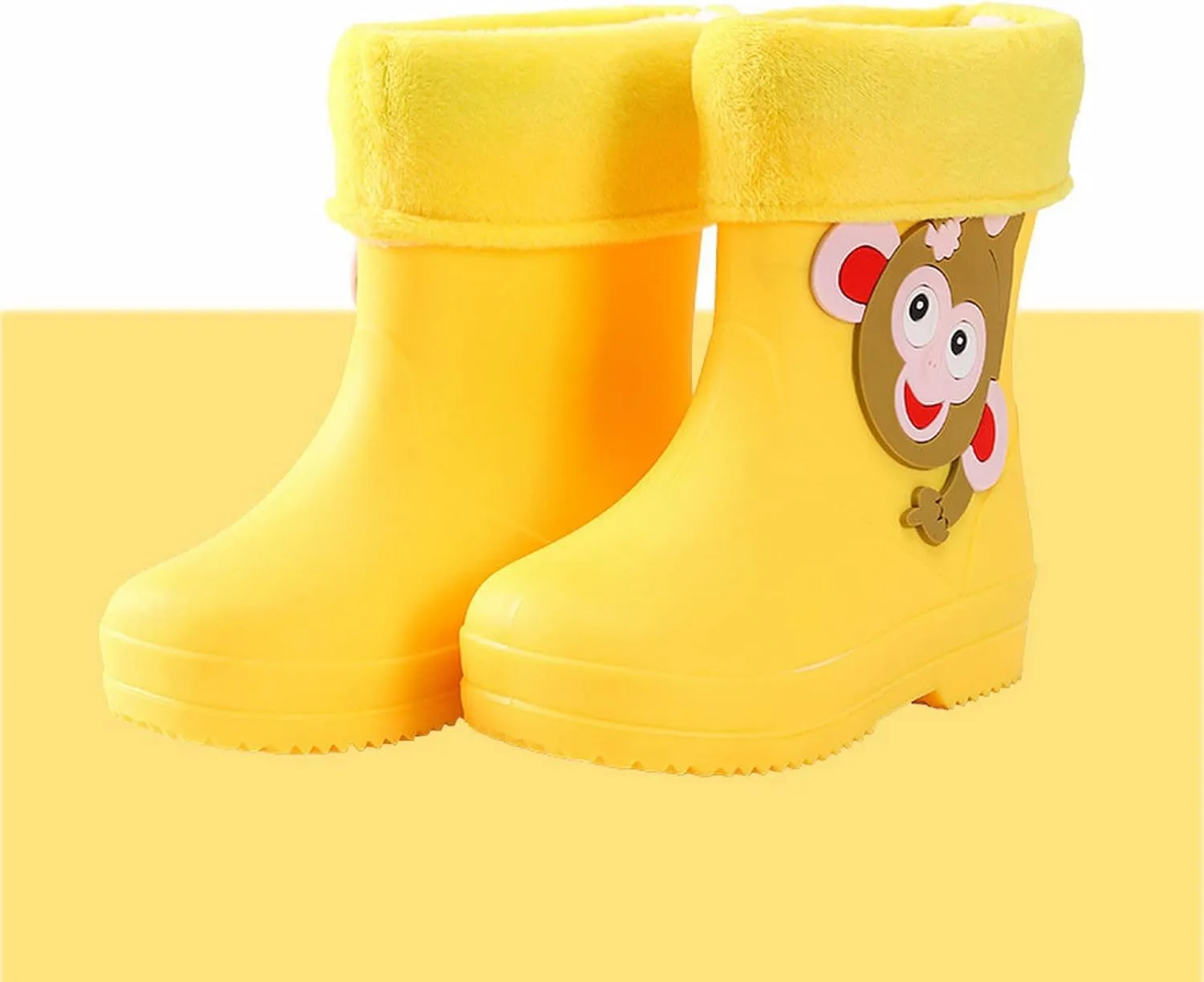Boys Rain Boots Fleece Lined Waterproof Rain Boots Cartoon Lightweight Toddler Rubber Boots Girls Rain Boots