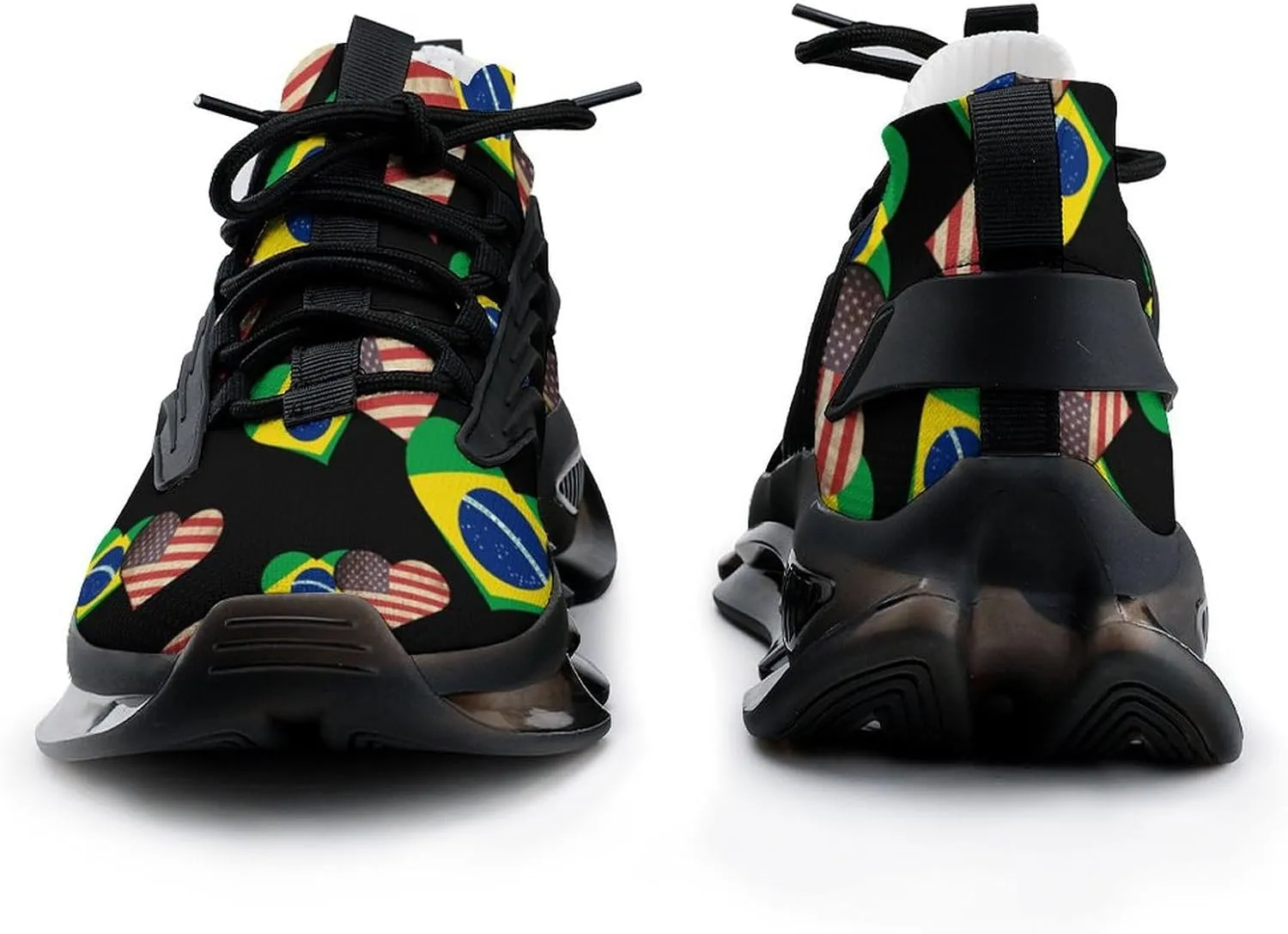 Brazilian Flag and USA Flag Walking Shoes for Men Lightweight Tennis Fashion Elastic Sports Shoes Cushion Basketball Shoes