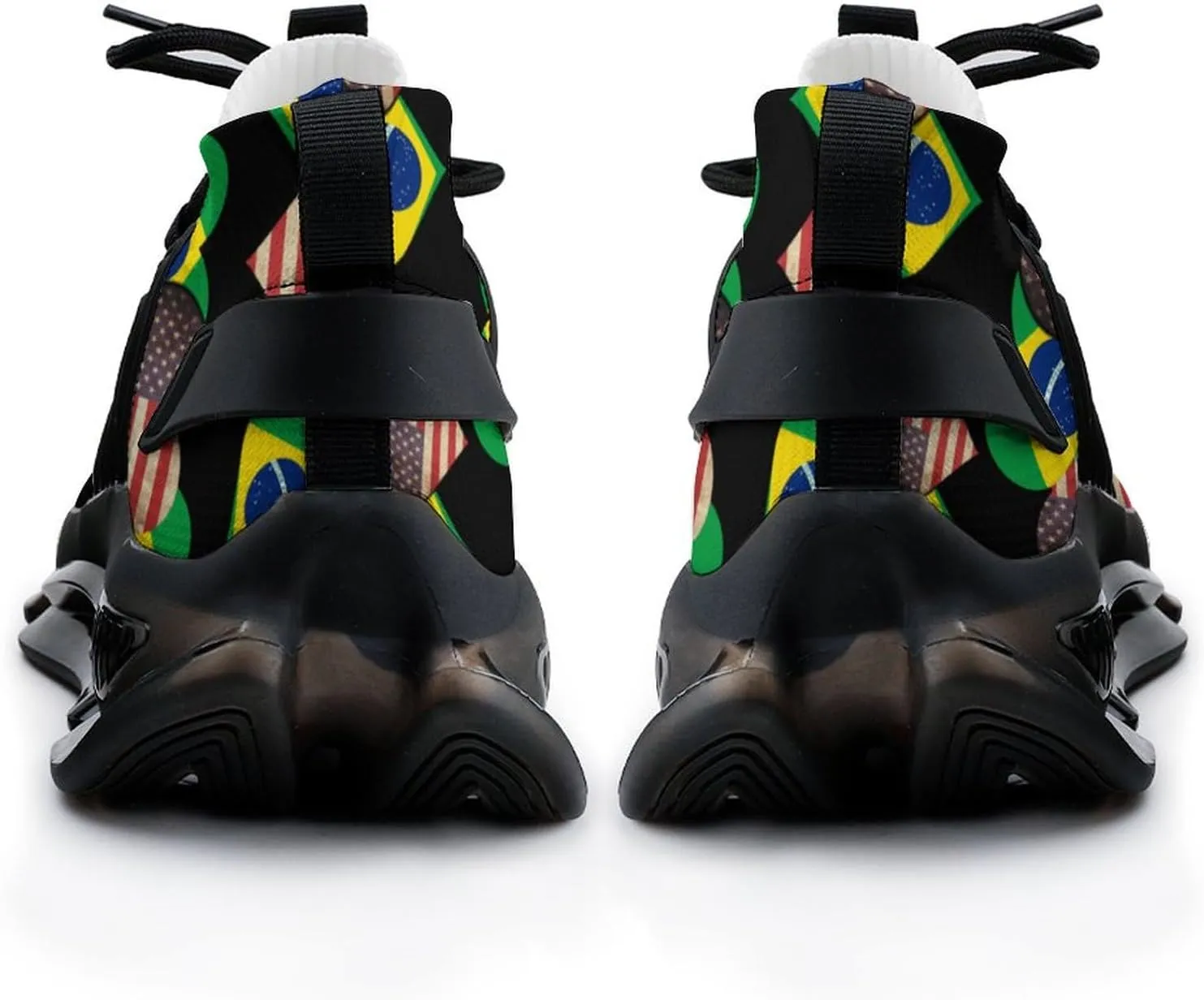 Brazilian Flag and USA Flag Walking Shoes for Men Lightweight Tennis Fashion Elastic Sports Shoes Cushion Basketball Shoes