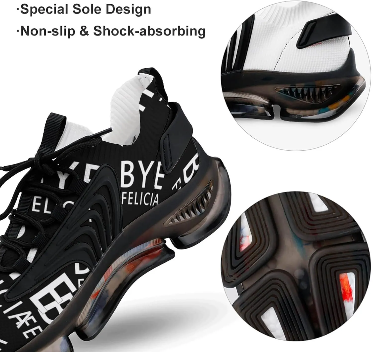 Bye Felicia Walking Shoes for Men Lightweight Tennis Fashion Elastic Sports Shoes Cushion Basketball Shoes
