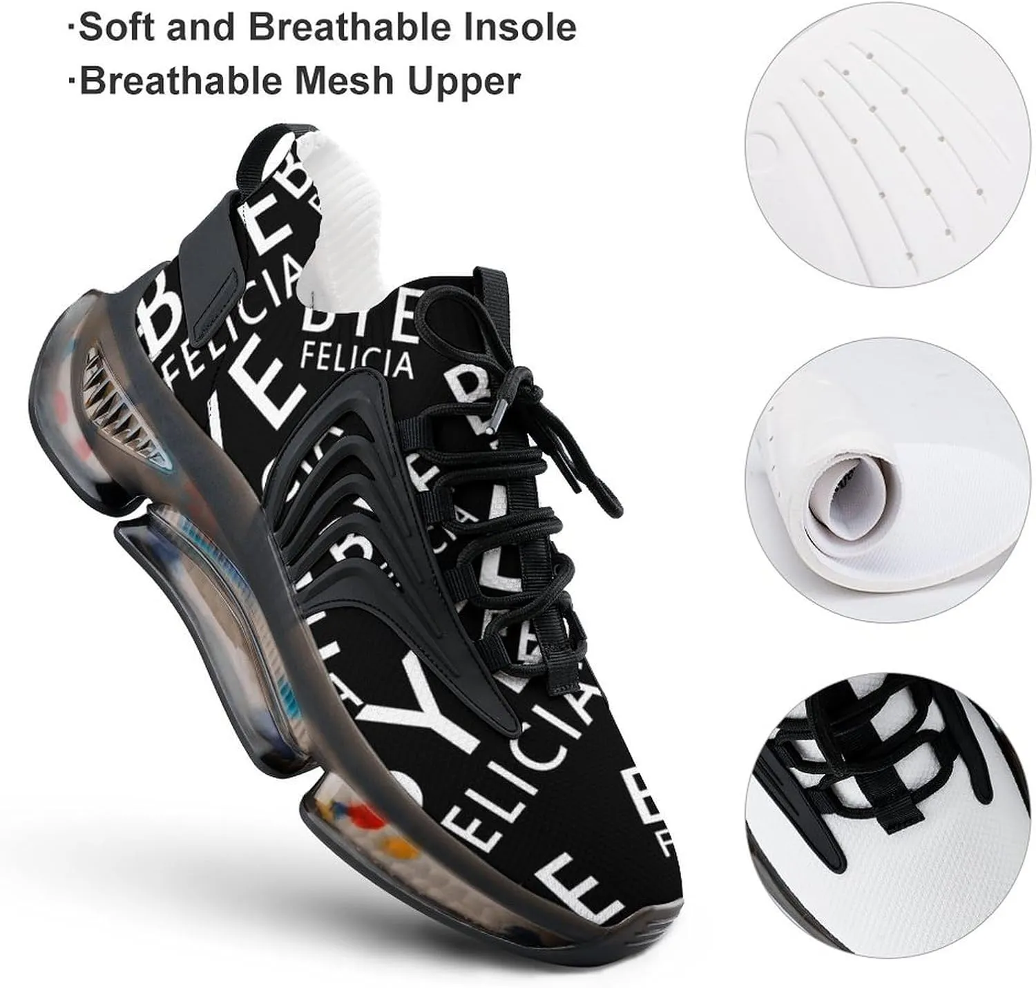 Bye Felicia Walking Shoes for Men Lightweight Tennis Fashion Elastic Sports Shoes Cushion Basketball Shoes