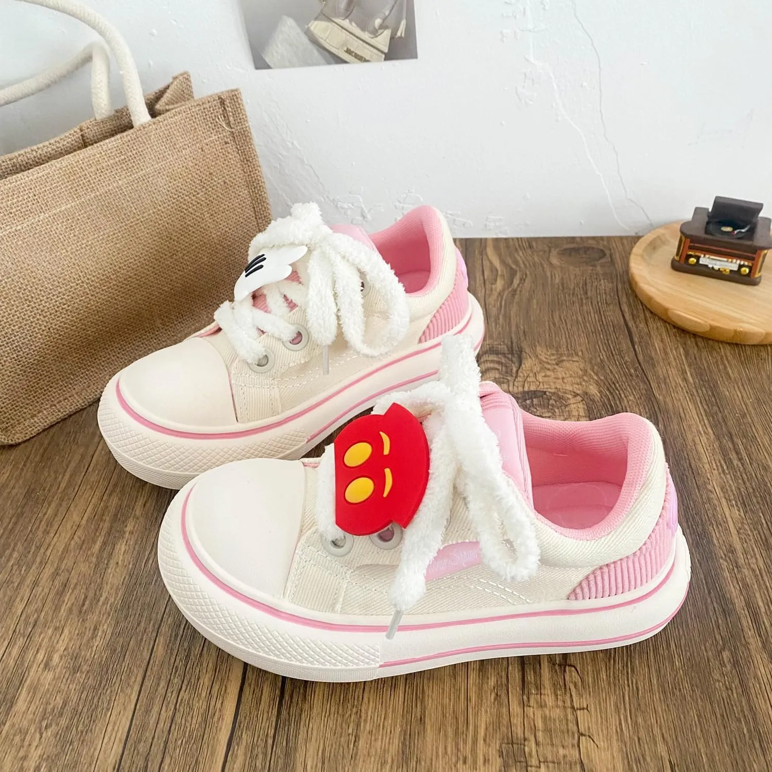 Canvas Chunky Sneakers for Women & Girls - Cute Y2K Platform 3.5cm Walking Shoes with Charms