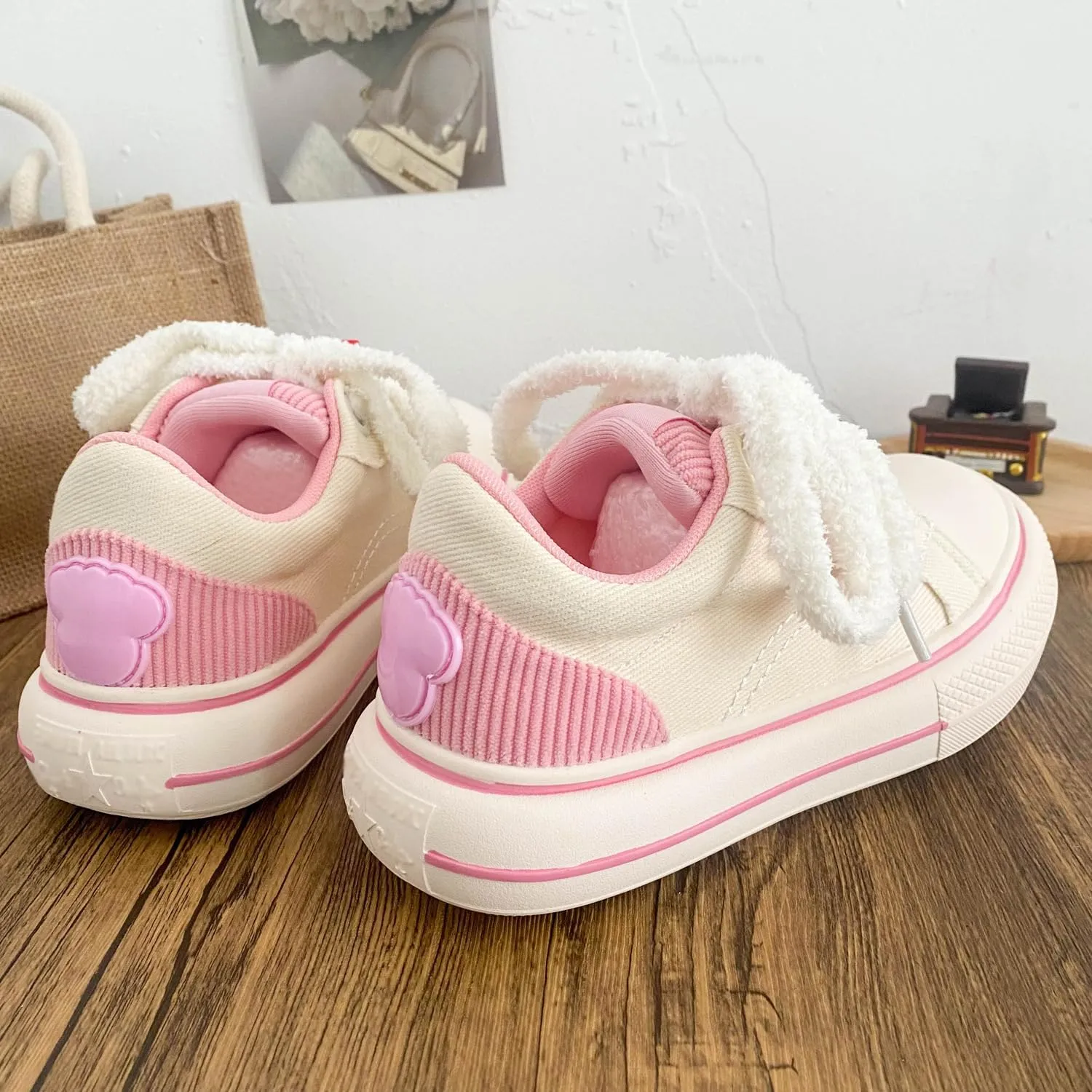 Canvas Chunky Sneakers for Women & Girls - Cute Y2K Platform 3.5cm Walking Shoes with Charms