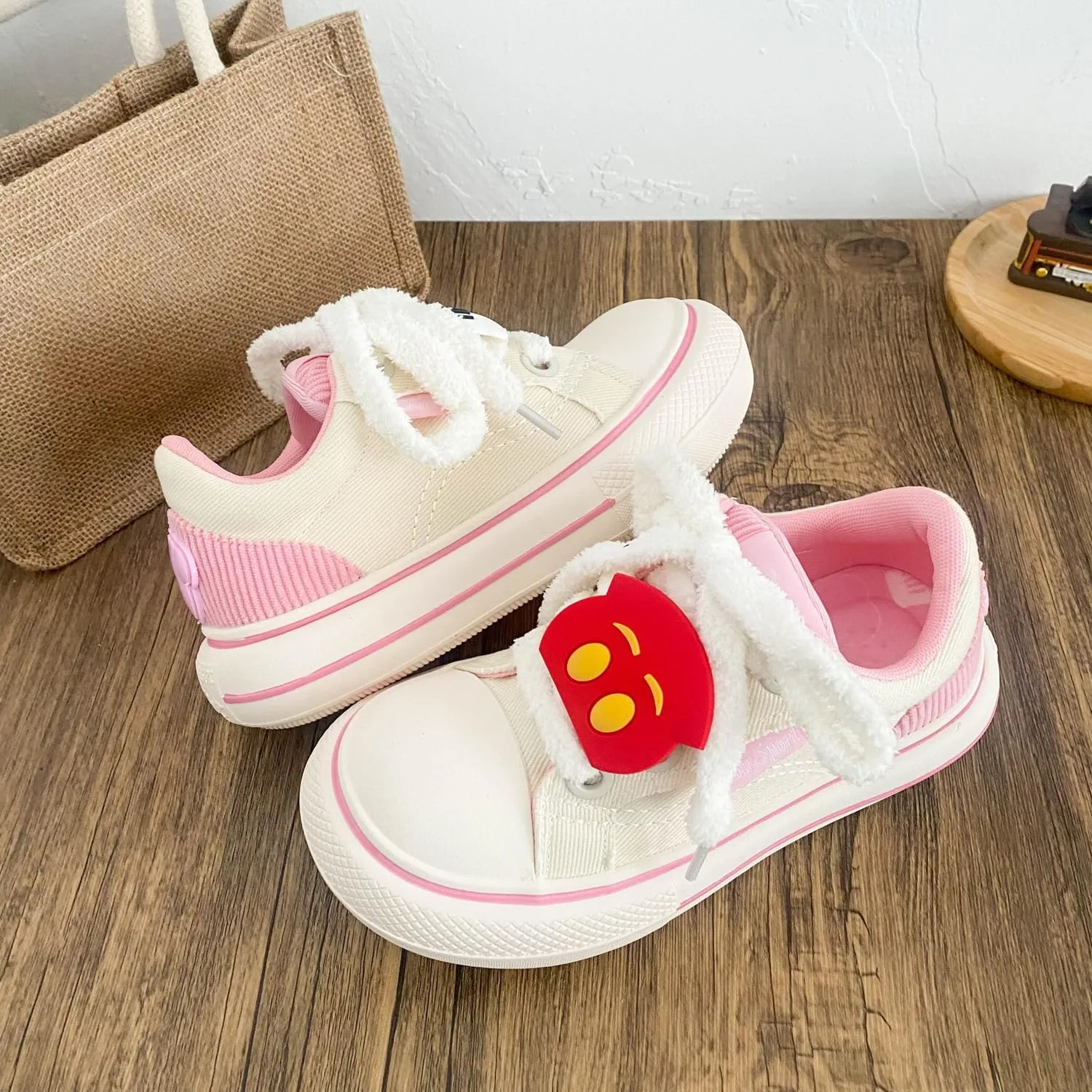 Canvas Chunky Sneakers for Women & Girls - Cute Y2K Platform 3.5cm Walking Shoes with Charms