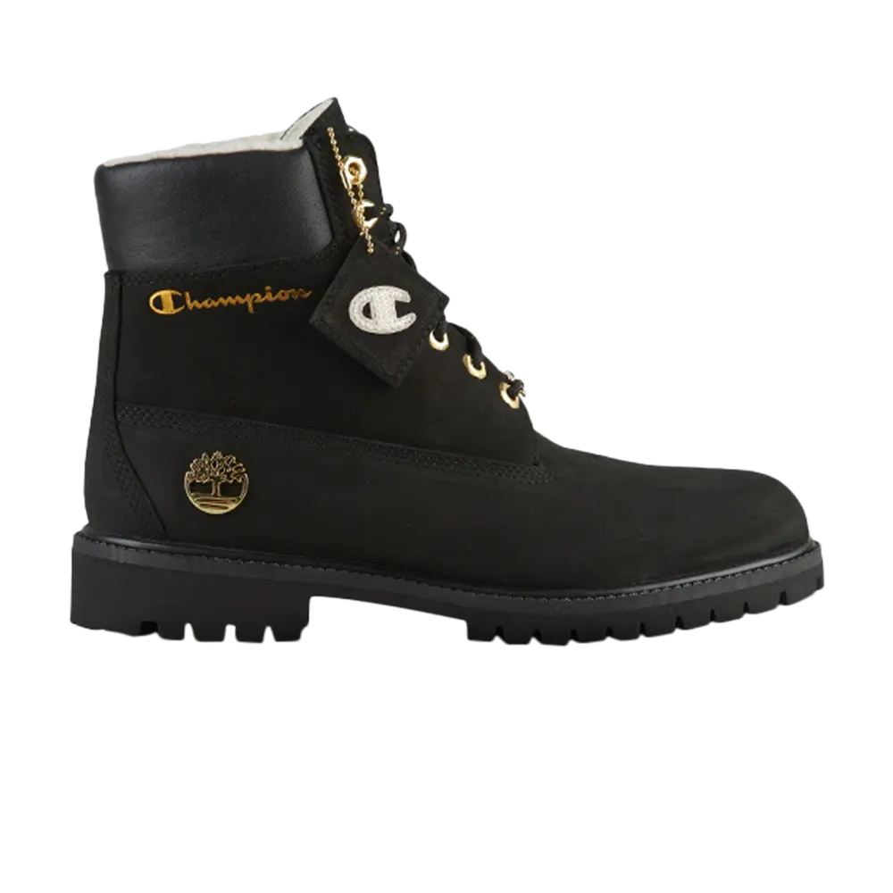 Champion x 6 Inch Premium WP Warm-Lined Timberland Boot, Black