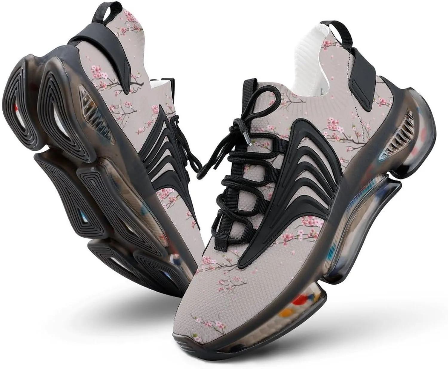 Cherry Blossoms Walking Shoes for Men Lightweight Tennis Fashion Elastic Sports Shoes Cushion Basketball Shoes