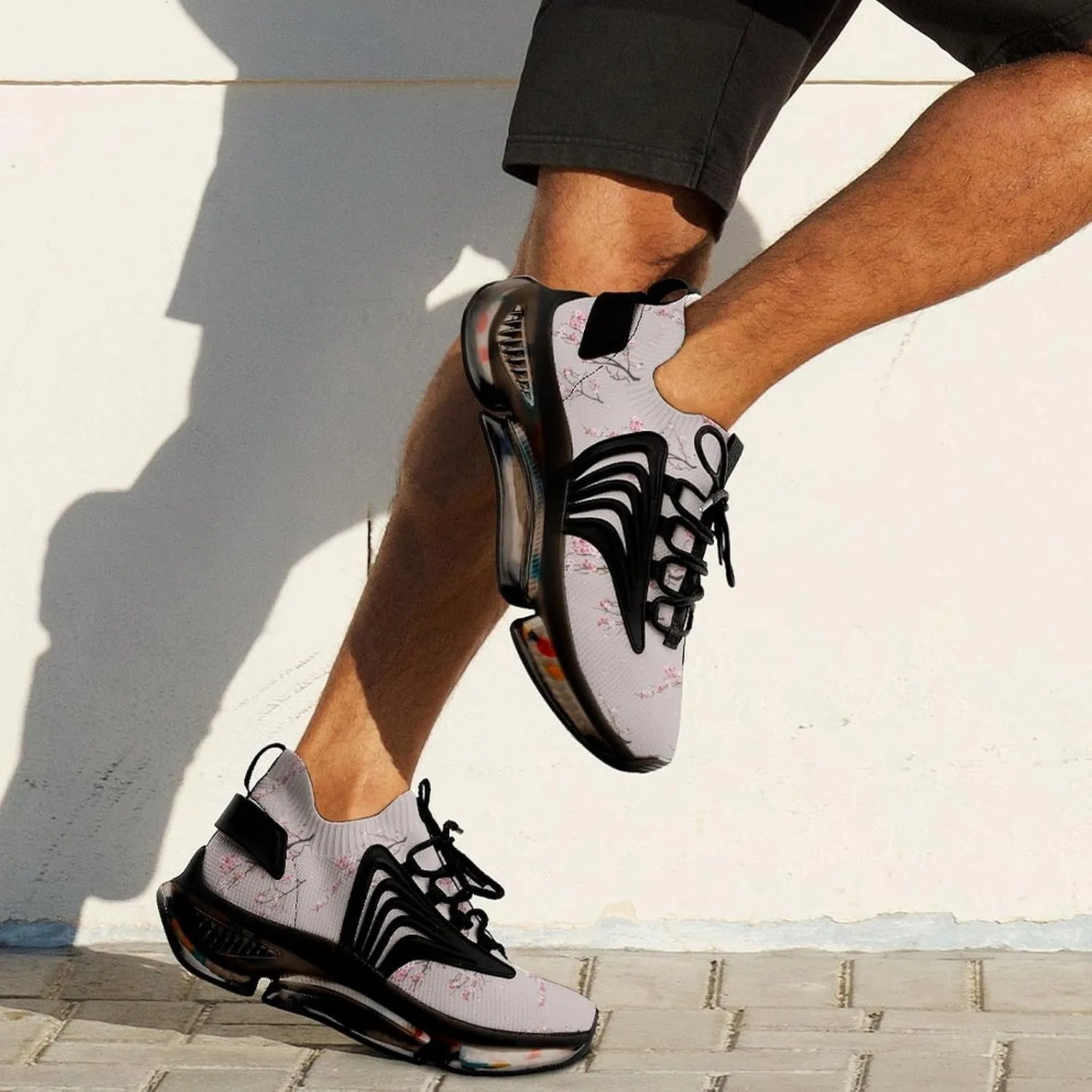 Cherry Blossoms Walking Shoes for Men Lightweight Tennis Fashion Elastic Sports Shoes Cushion Basketball Shoes