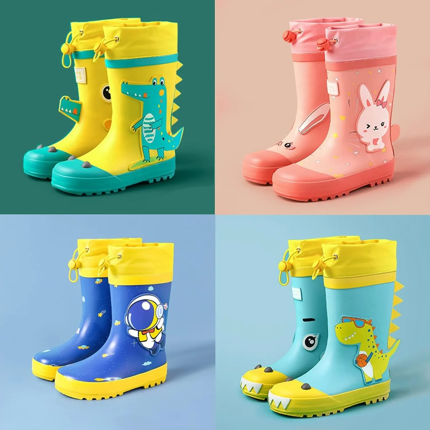 Children Boys Girls Mid Calf Rain Boots Waterproof Shoes Kids Adorable Patterns Lightweight Anti Slip Outdoor Shoes