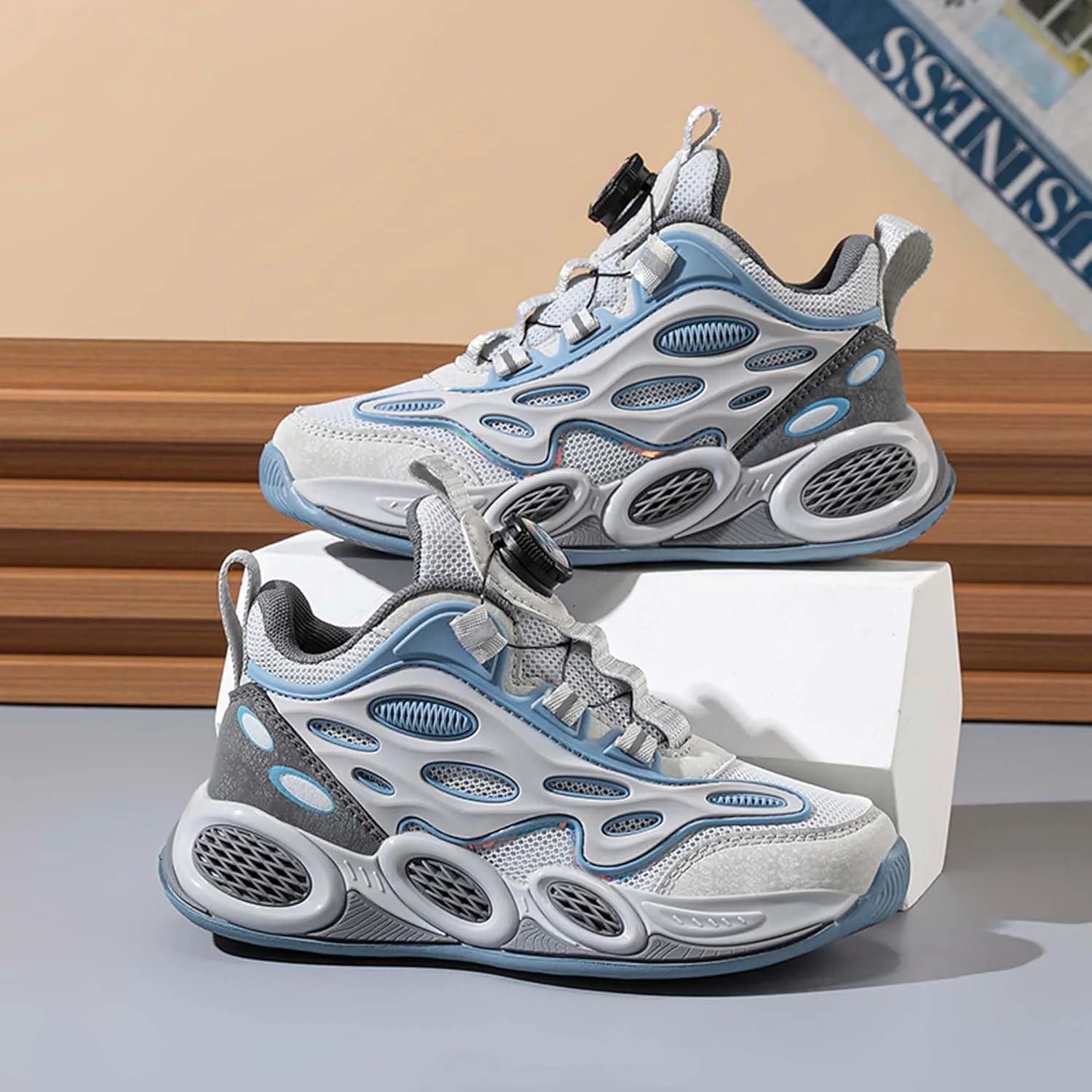 Children's Basketball Shoes - Boys Girls Fashion Sports Shoes - Breathable Anti-Slip Indoor Training Running Shoes Teenagers Outdoor Walking Sports Basketball Shoes