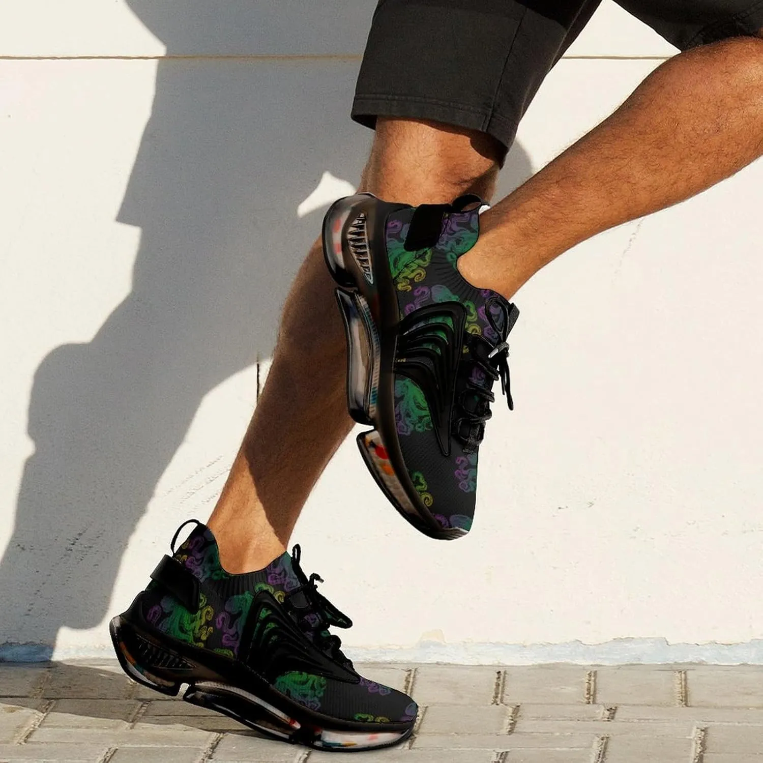 Colorful Octopus Walking Shoes for Men Lightweight Tennis Fashion Elastic Sports Shoes Cushion Basketball Shoes