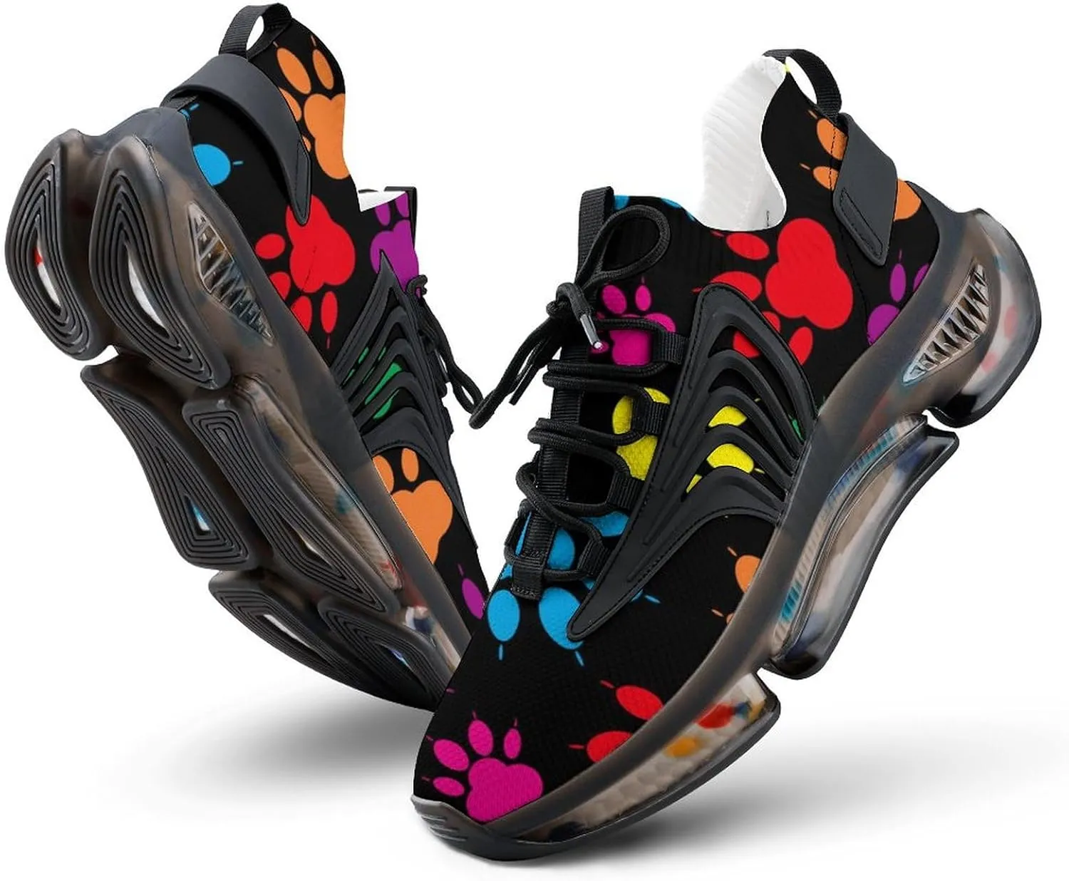 Colorful Paw Pattern Walking Shoes for Men Lightweight Tennis Fashion Elastic Sports Shoes Cushion Basketball Shoes