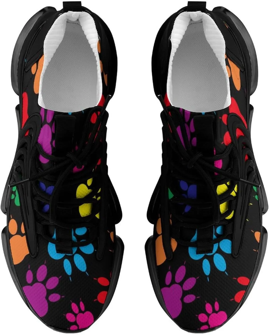 Colorful Paw Pattern Walking Shoes for Men Lightweight Tennis Fashion Elastic Sports Shoes Cushion Basketball Shoes
