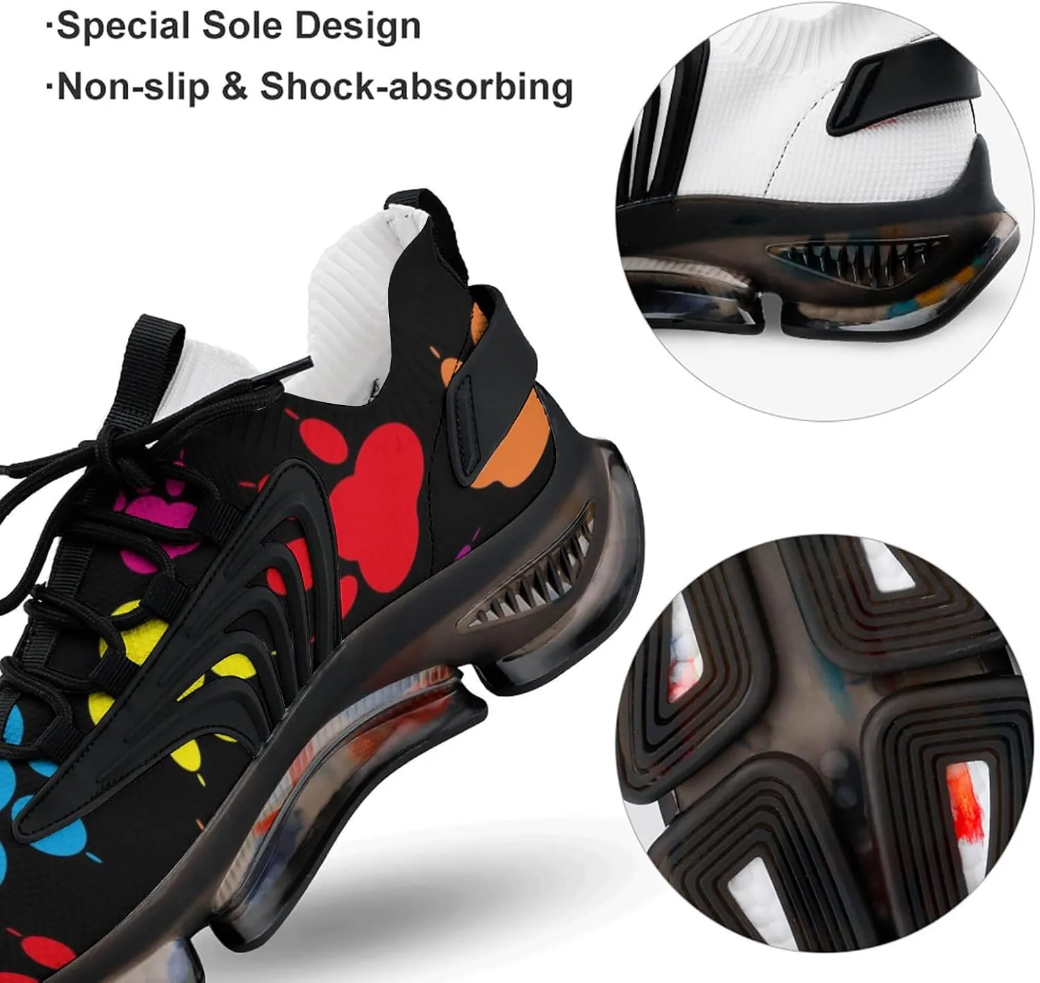 Colorful Paw Pattern Walking Shoes for Men Lightweight Tennis Fashion Elastic Sports Shoes Cushion Basketball Shoes