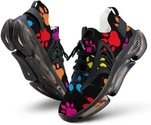 Colorful Paw Pattern Walking Shoes for Men Lightweight Tennis Fashion Elastic Sports Shoes Cushion Basketball Shoes