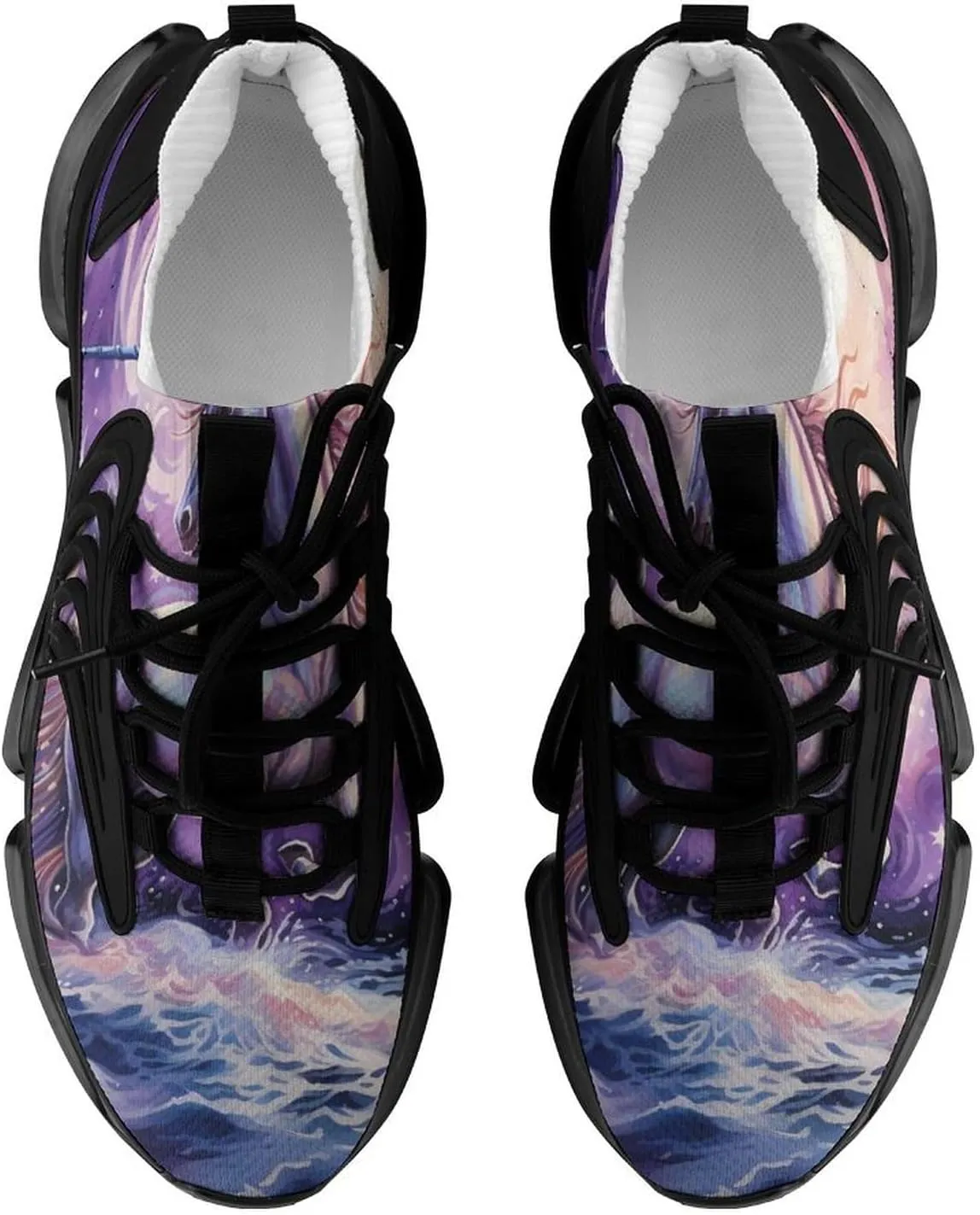 Colourful Unicorrn on Ocean in Night Walking Shoes for Men Lightweight Tennis Fashion Elastic Sports Shoes Cushion Basketball Shoes
