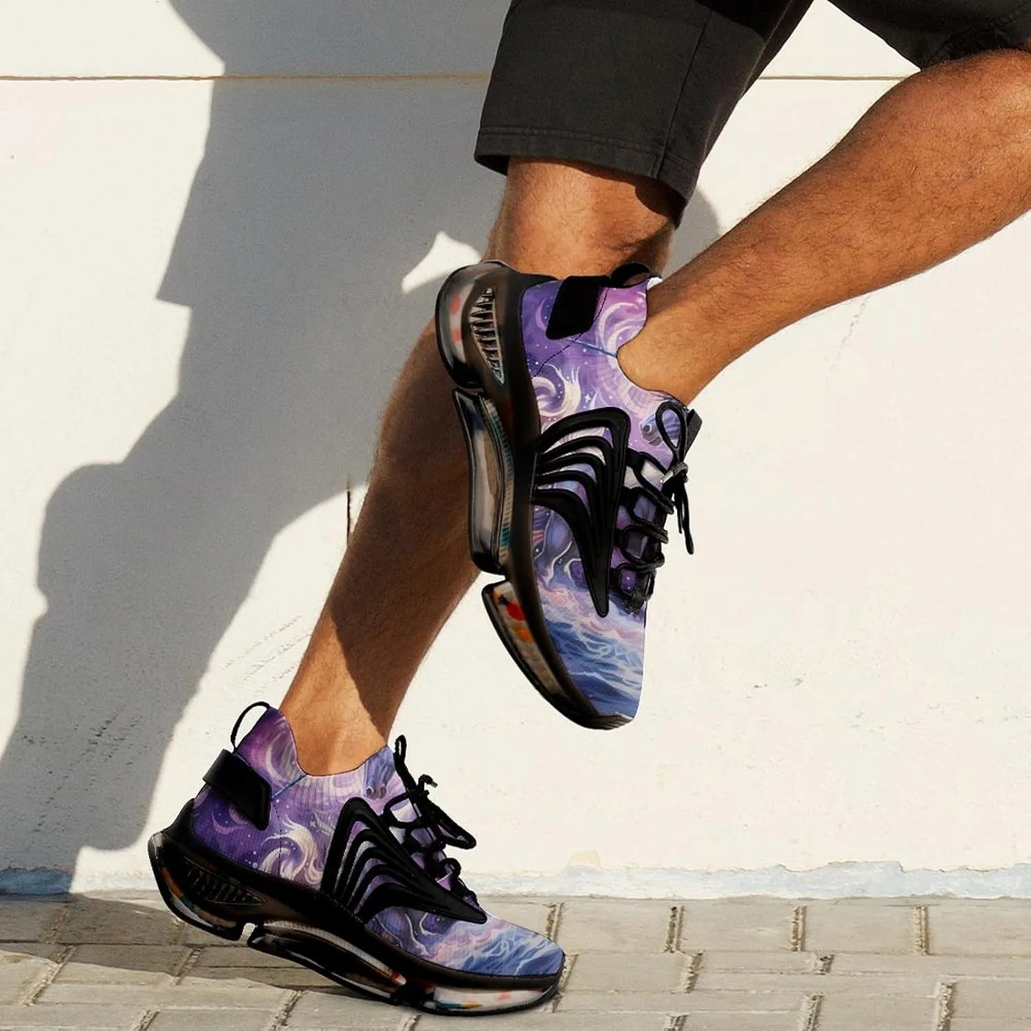 Colourful Unicorrn on Ocean in Night Walking Shoes for Men Lightweight Tennis Fashion Elastic Sports Shoes Cushion Basketball Shoes
