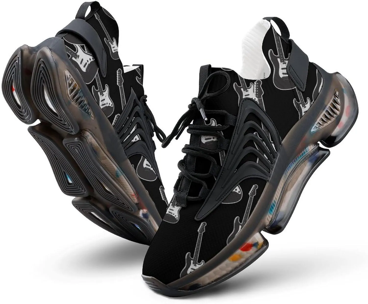 Cool Bass Guitar Walking Shoes for Men Lightweight Tennis Fashion Elastic Sports Shoes Cushion Basketball Shoes