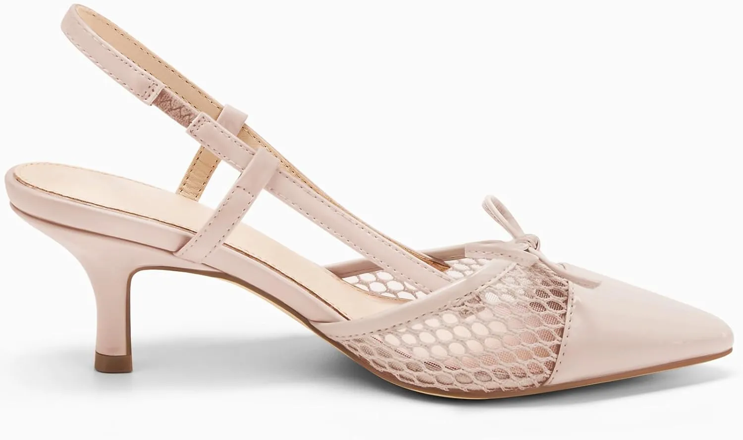 Coutgo Women??s Bow Tie Slingback Pumps Pointed Toe Kitten Low Heel Patchwork Dress Heeled Sandals
