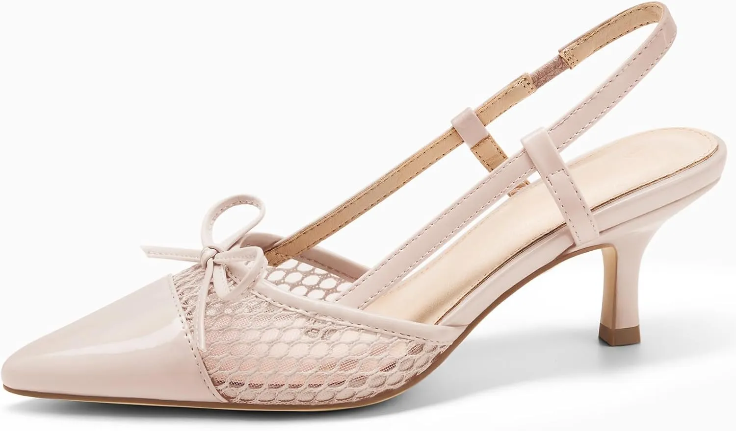 Coutgo Women??s Bow Tie Slingback Pumps Pointed Toe Kitten Low Heel Patchwork Dress Heeled Sandals